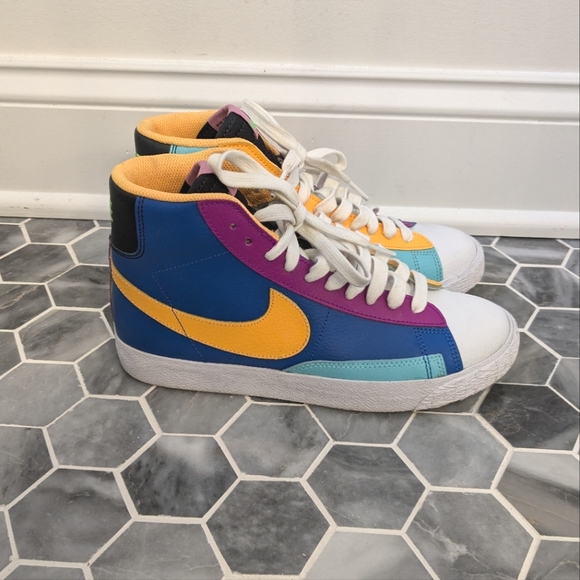 Nike Other - Nike Blazer Mid Aurora Purple Multicolor High Top Sneakers Youth 6